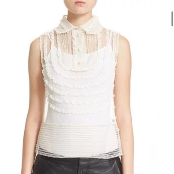 RED Valentino Women's Ruffled Lace Sleeveless Top new with tags Size 2 - Picture 1 of 11